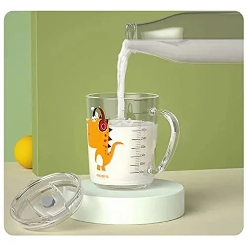 400ml Cute Glass Cup with Straw – Random Design Transparent Drinking Glass for Coffee, Juice, Milk & Cold Drinks - Detailed Feature View 3