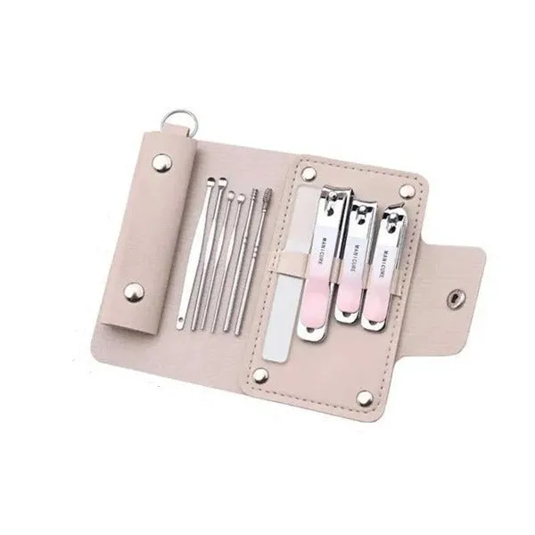 Professional 10 Pcs Manicure & Pedicure Kit – Stainless Steel Nail Clippers Set with Cutter, Scissors & File for Men & Women (Portable Travel Case) - Detailed Feature View 1