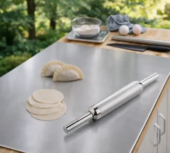 Stainless Steel Countertop Chopping & Kneading Board with Rolling Pin (41x31cm)