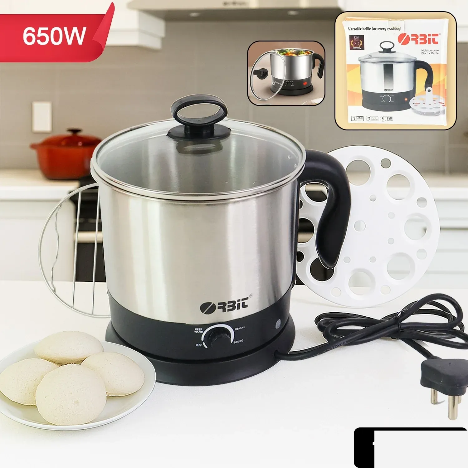 Orbit Electric Idli Cooker and Steamer - 650W - Detailed Feature View 1