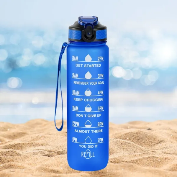 900ml Transparent Motivational Water Bottle with Time Marker – Leakproof, Durable, BPA-Free, Non-Toxic Bottle for Fitness & Gym (Random