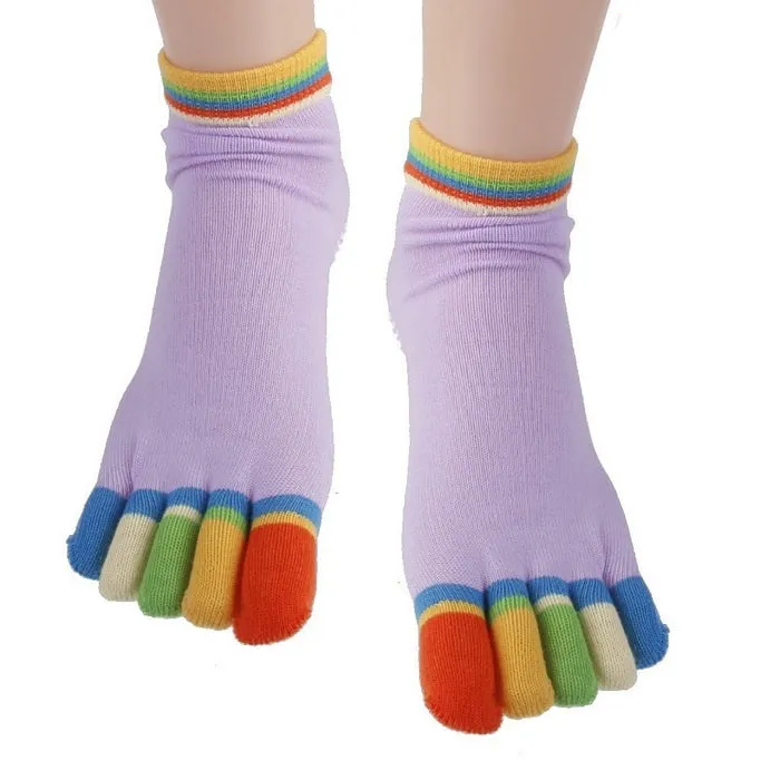 Yoga Gym Non-Slip Socks for Women – Colorful Massage Toe Socks with Full Grip for Home, Sports & Exercise (Random color-Pack of 1 Pair) - Detailed Feature View 3