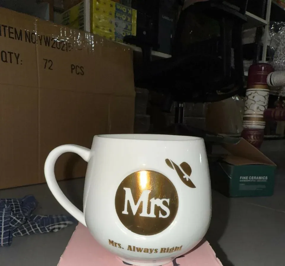 Premium Ceramic Coffee Mug for Women | Mrs. Always Right Printed Cup with Golden Foil Design | Stylish Gift Mug for Wife, Girlfriend, Sister | Durable Glossy Finish | Tea & Coffee Mug for Home & Office (White – Mrs Edition) - Detailed Feature View 3