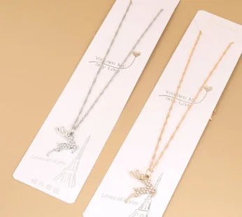 Diamond Studded Deer Necklace – 1 Pc Elegant Jewelry for Women & Teens (Random Color-Pack of 1 Pc)