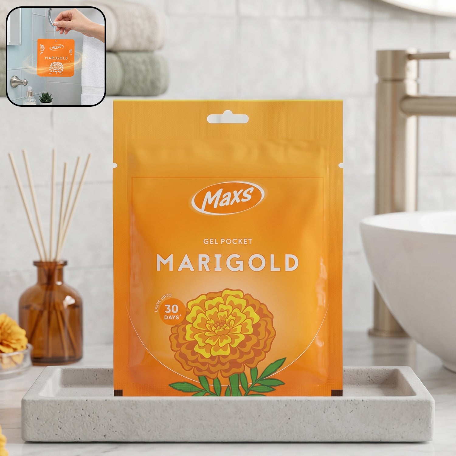 Premium Maxs Marigold Gel Air Freshener Pocket Long Lasting 10 Gm - Buy Online at Alikart