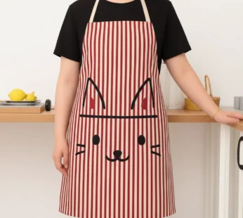 Cat Print Kitchen Apron – Waterproof, Adjustable Cooking Apron with Cute Cartoon Design (Pack of 1)