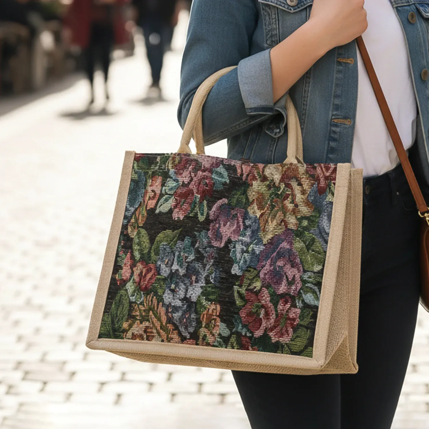 Premium Multipurpose Floral Print Carry Hand Bag 1 Pc 29x33 Cm - Buy Online at Alikart