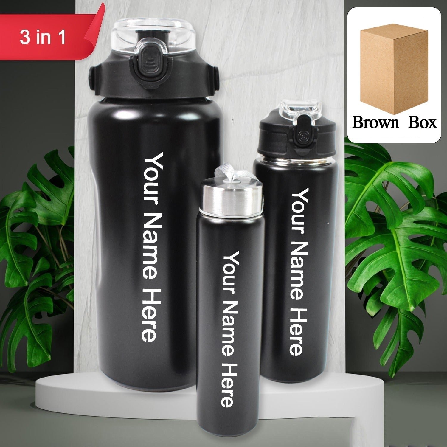 Premium Customized 3 in 1 Stainless Steel Insulated Water Bottle 3 Pcs Different Size - Buy Online at Alikart