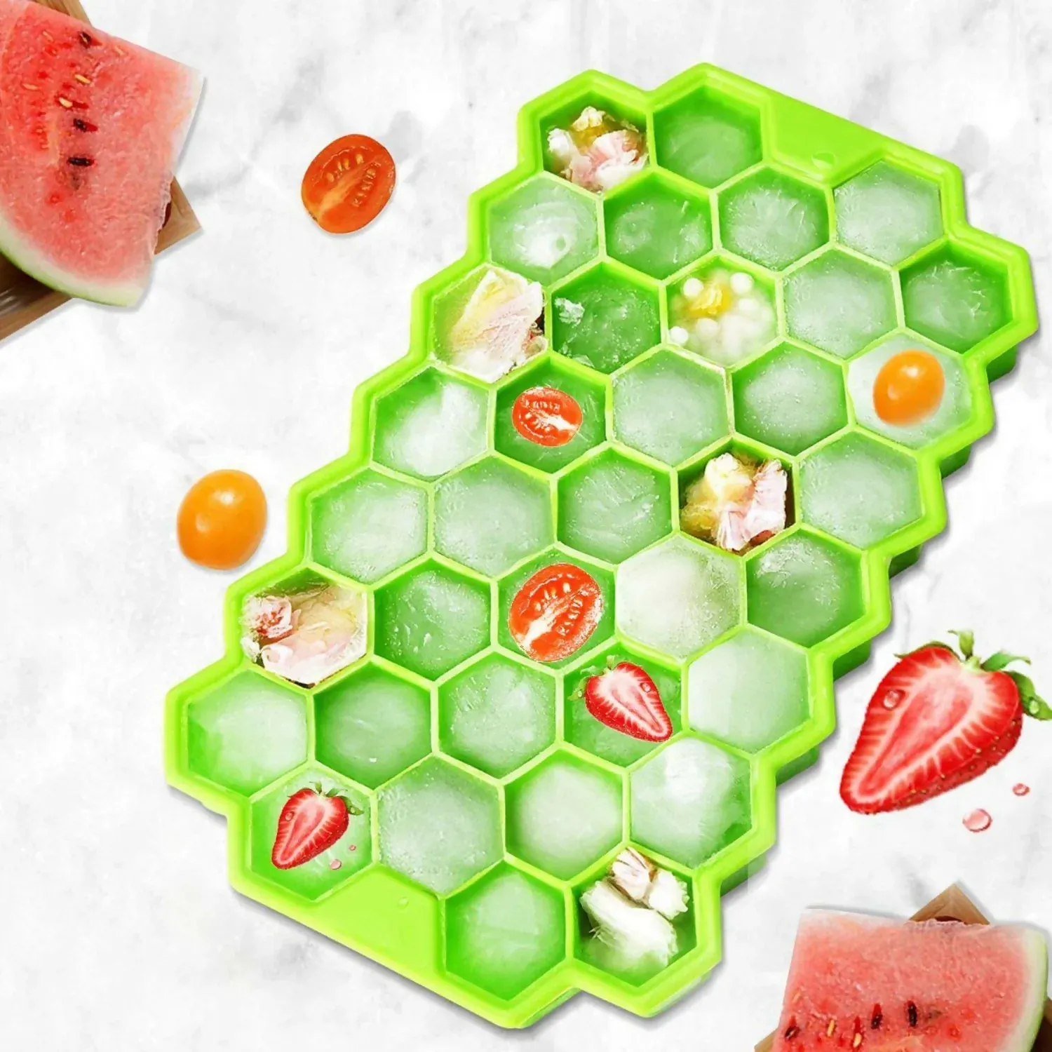 Honey Ice tray with lid pack of 3 pc set Multi color - Detailed Feature View 1