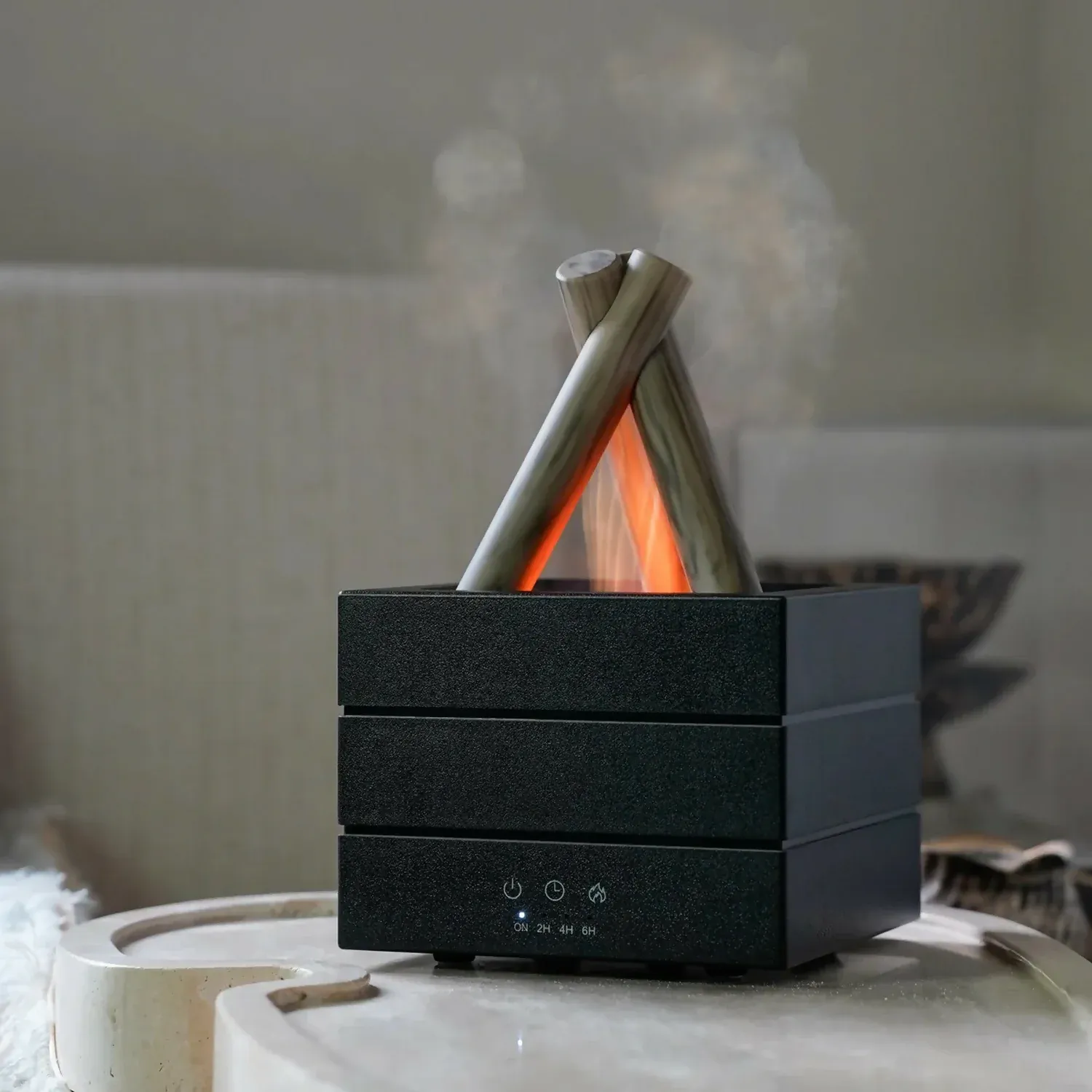 Campfire Flame Aroma Diffuser with Simulated Fire Effect & Timer Modes - Detailed Feature View 3