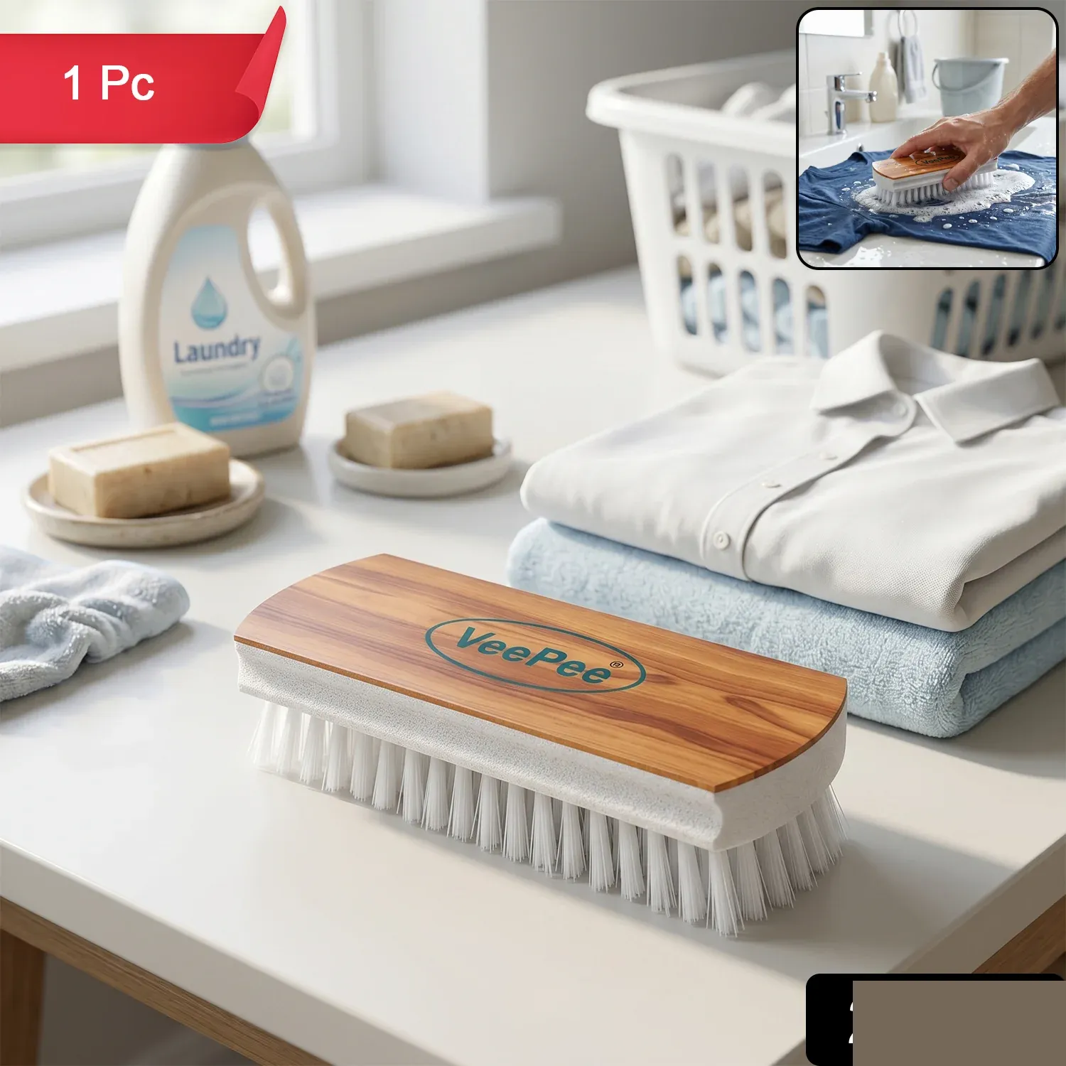 VeePee Heavy-Duty Cloth Washing Brush (1 Pc) - Detailed Feature View 1