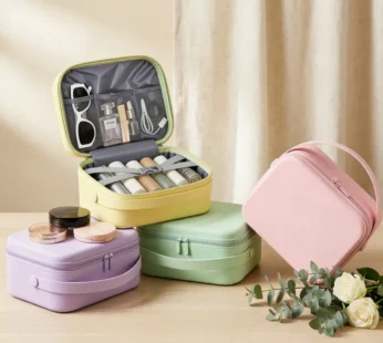 Portable Lightweight Travel Cosmetic Bag – Fashionable Hand Luggage Organizer for Makeup, Toiletries & Essentials (Random Colour) [NO COD]