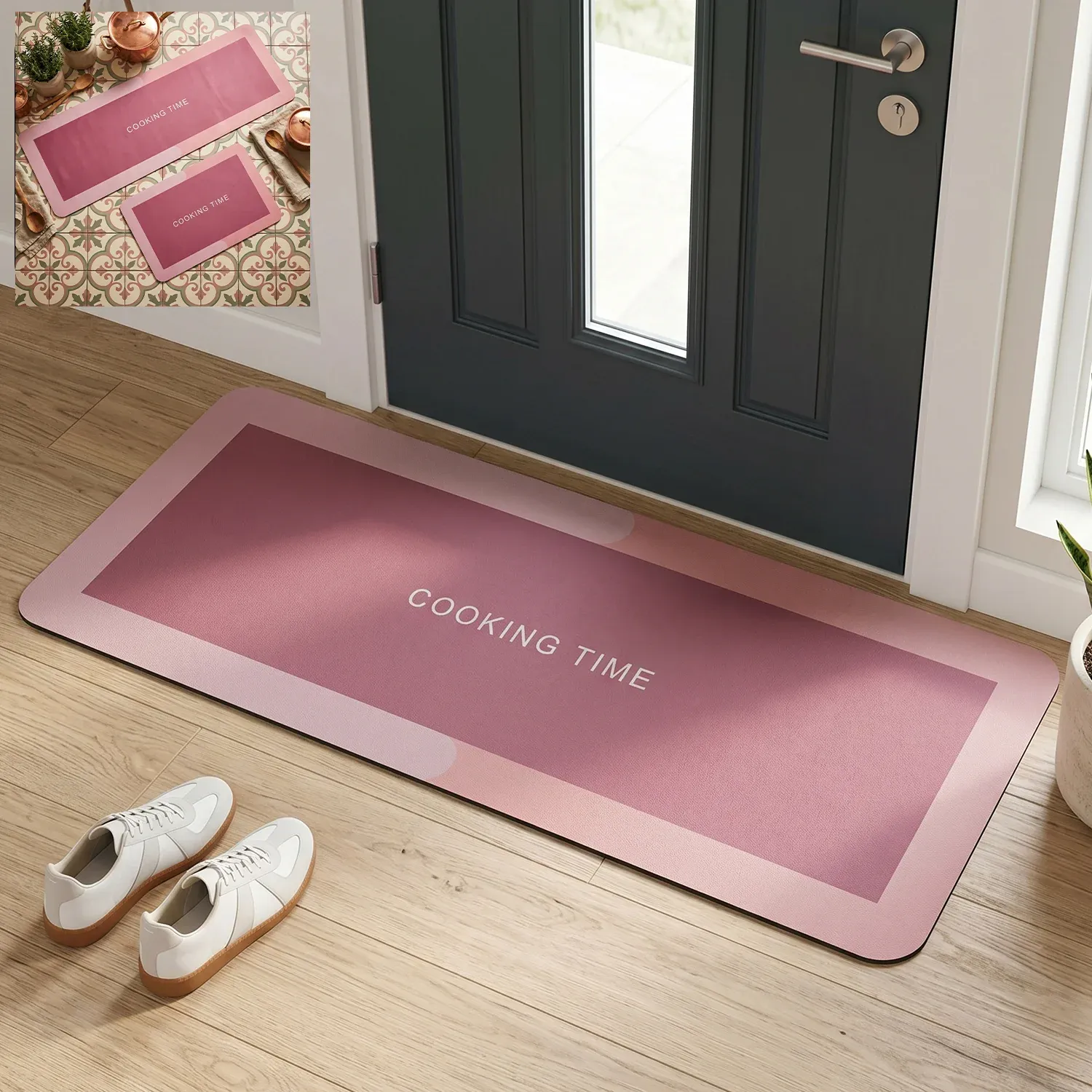 Premium Premium Anti Slip Kitchen Floor Mat Set (2 Pc, 120x38 Cm + 58x38 Cm) - Buy Online at Alikart