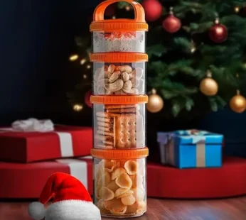 4-in-1 Modular Dry Fruit & Snack Storage Container – Airtight, Stackable Jars with Handle for Home & Travel (Pack of 1)