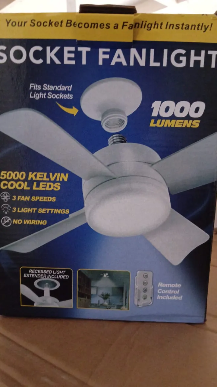 Original Cool LED Socket Fan Light 1000 Lumens 5000K Remote Controlled - Detailed Feature View 6