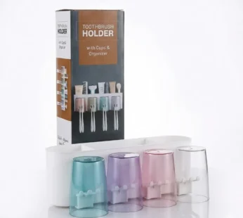 Toothbrush Holders & Storage Rack with 4 Cute Cartoon Cups