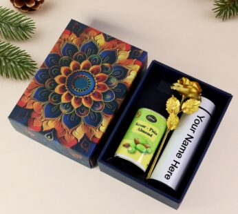 Personalized Temperature Water Bottle Effete Kesar Pista Almonds Golden Rose 3 Pc