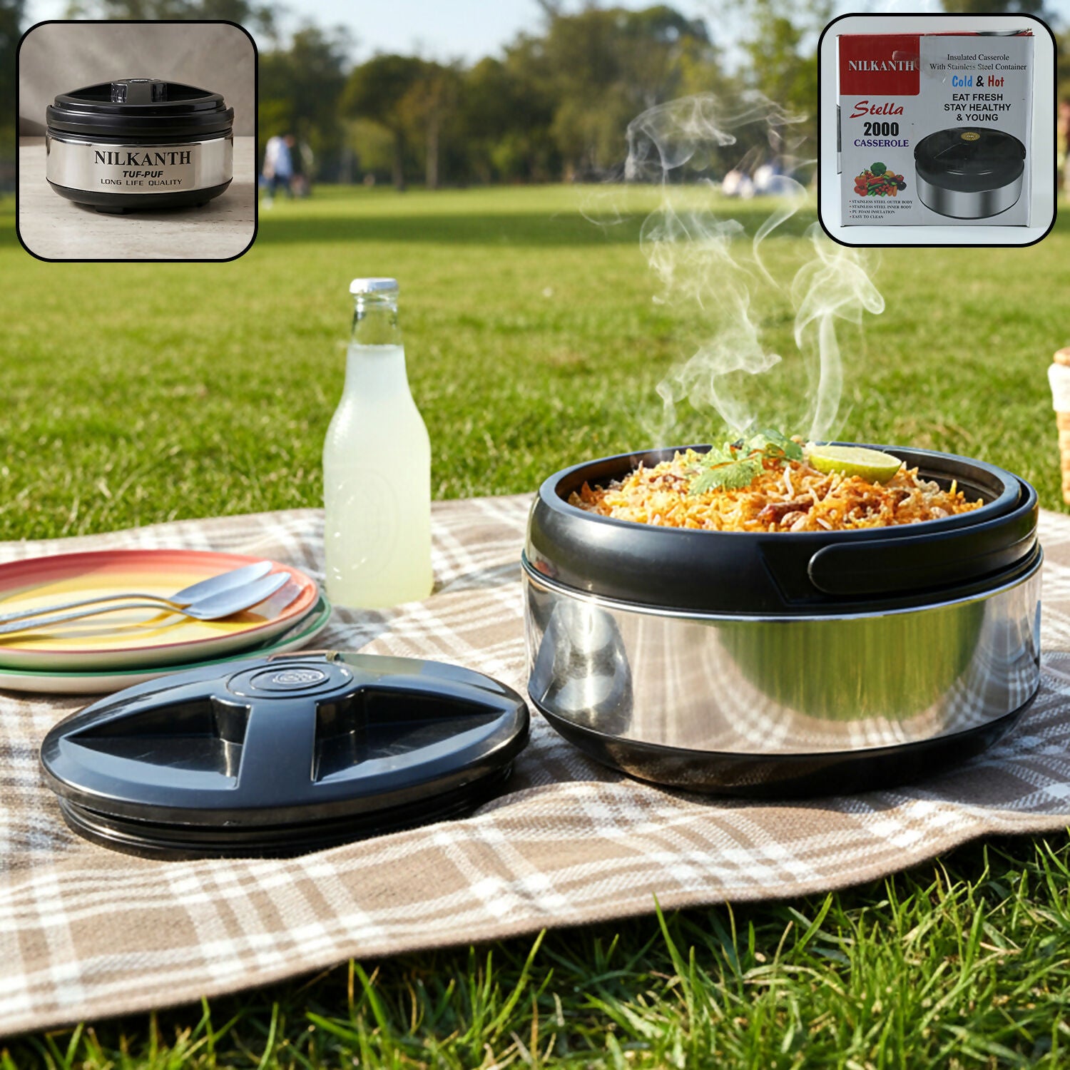 Premium Double Wall Food Storage Container for Roti, Rice & Meals (Hot & Cold Food Keeper) 2000 ml - Buy Online at Alikart