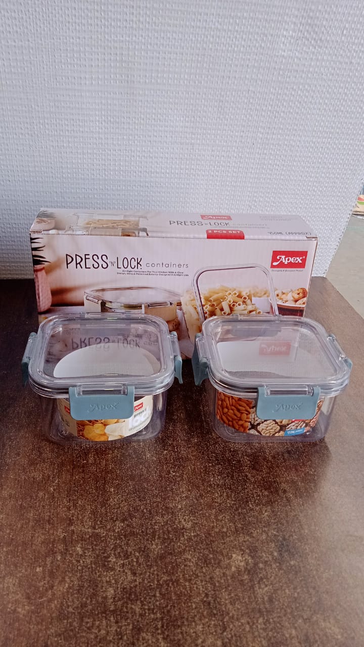 Apex Press N’ Lock Airtight Food Storage Container Set (2Pc/450ml) Approx - Detailed Feature View 6