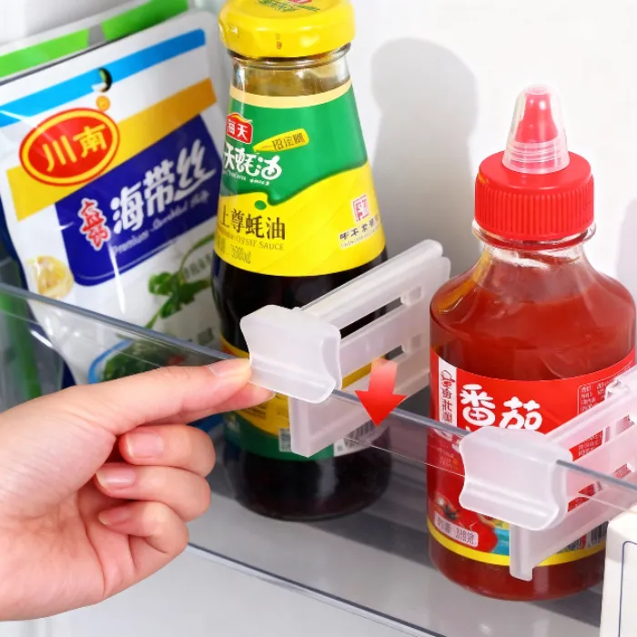 Premium 4 Pcs Fridge Organizer Adjustable Shelf Divider – Expandable Refrigerator Drawer Partition Clips for Easy Storage & Organization - Buy Online at Alikart