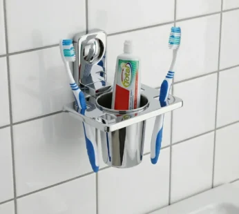 Premium Stainless Steel Wall Mounted Toothbrush Holder with Toothpaste Slot