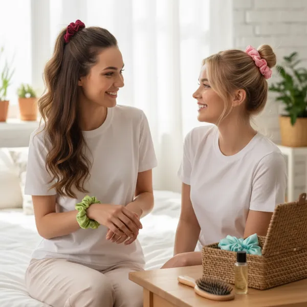 Large Satin Silk Scrunchie – 1 Pc Premium Hair Tie for Women (Random Colour) - Detailed Feature View 2