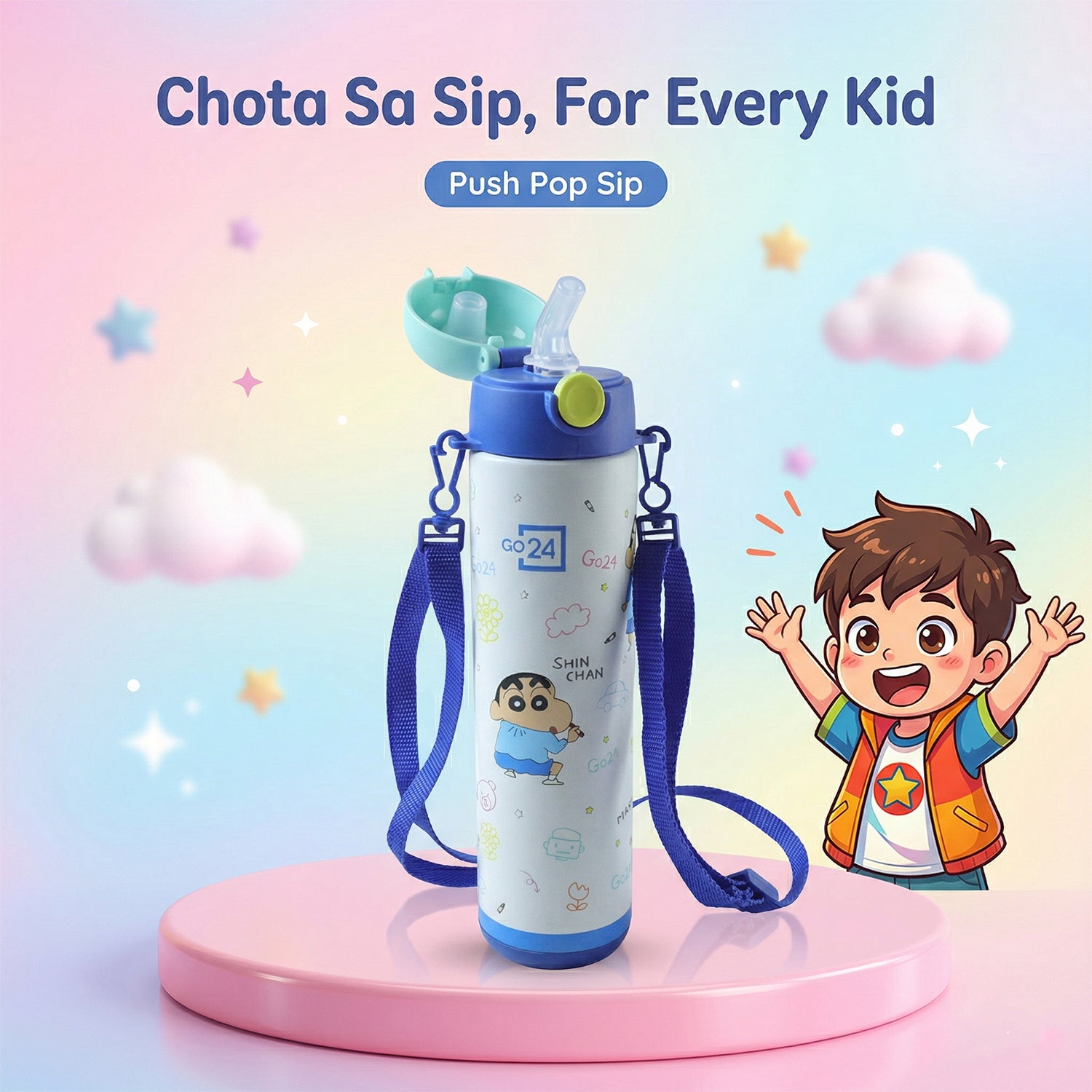Pexpo Kids School Stainless Steel Water Bottle 500 ML Approx (1 Pc) - Detailed Feature View 2