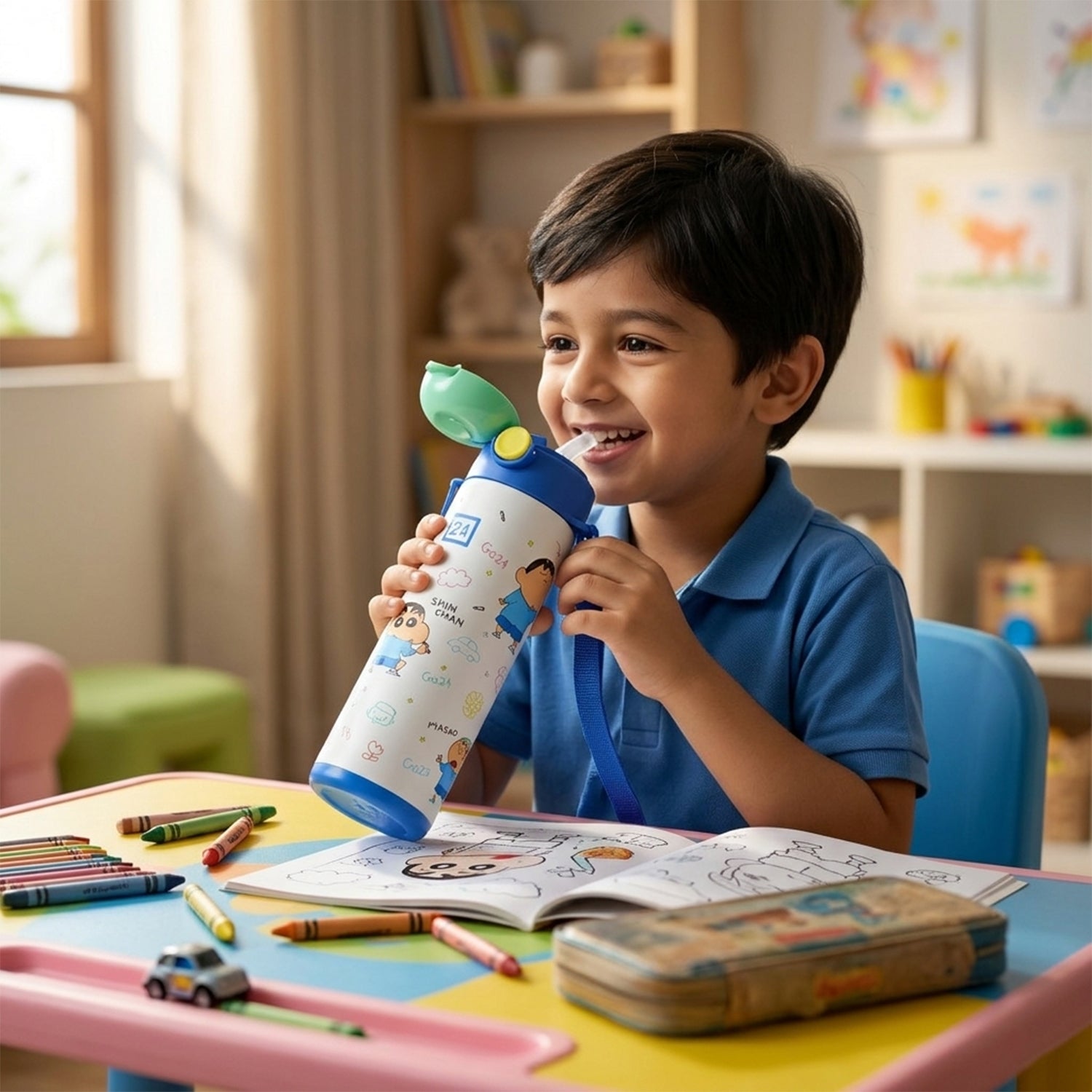 Pexpo Kids School Stainless Steel Water Bottle 500 ML Approx (1 Pc) - Detailed Feature View 3