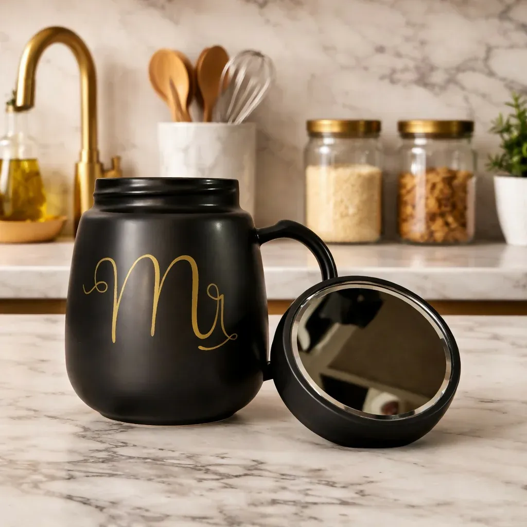 Premium Mr Printed Ceramic Coffee Mug with Lid, Stylish Tea Cup - Buy Online at Alikart