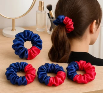 Dual Tone Scrunchies – Stylish & Soft Hair Tie for Women and Girls (Random Color) (Pack of 1)
