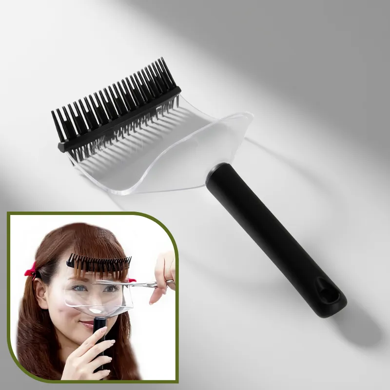 Premium Home Haircut Bangs Guide Tool – 2-in-1 Comb & Face Shield for Safe & Precise DIY Fringe Trimming (Pack of 1) - Buy Online at Alikart