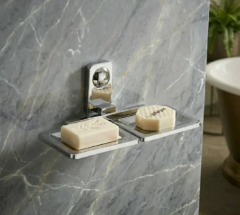 Premium Stainless Steel Wall Mounted Soap Dish with Double Compartments
