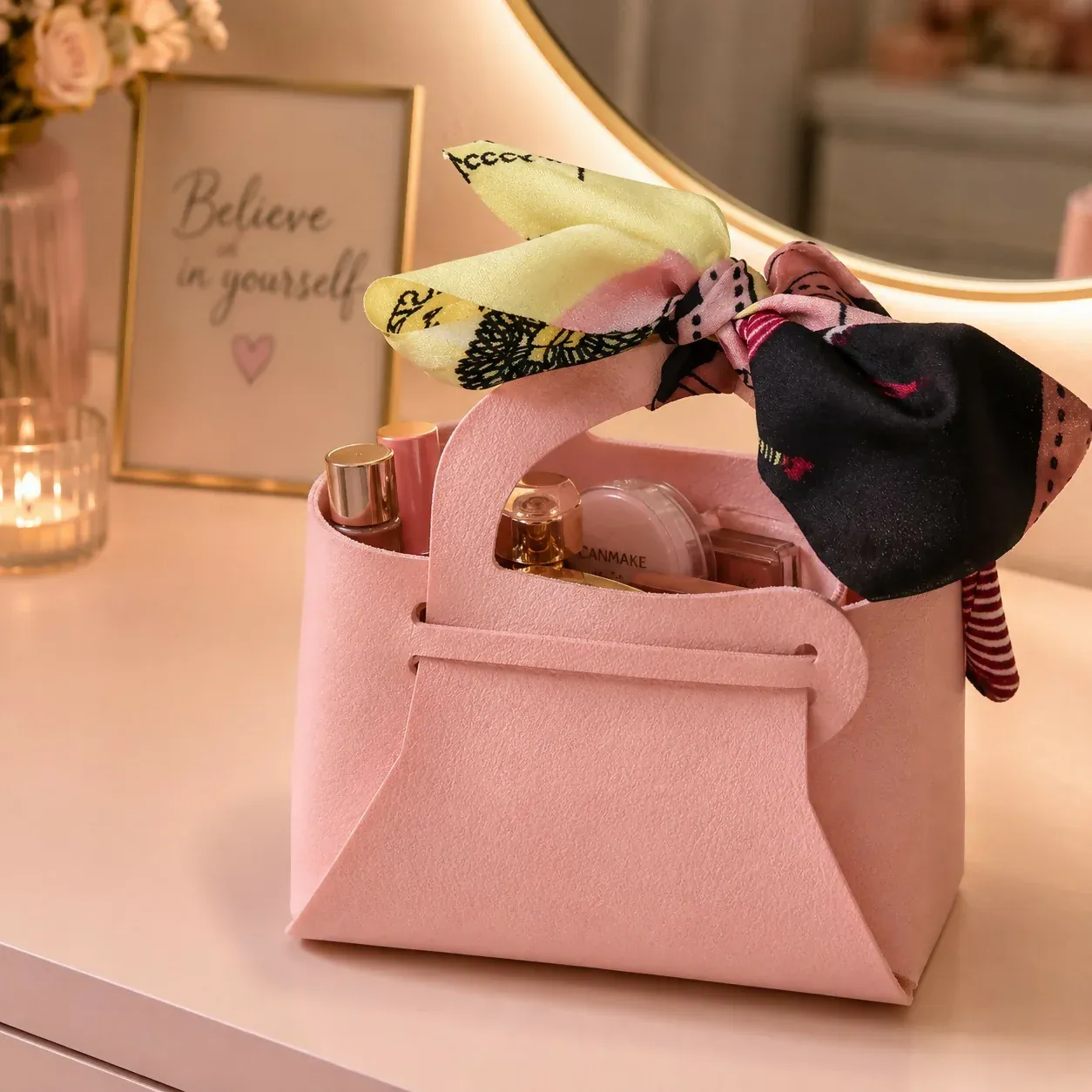 Premium Mini Pink Handbag with Printed Ribbon Bow for Women & Girls - Buy Online at Alikart