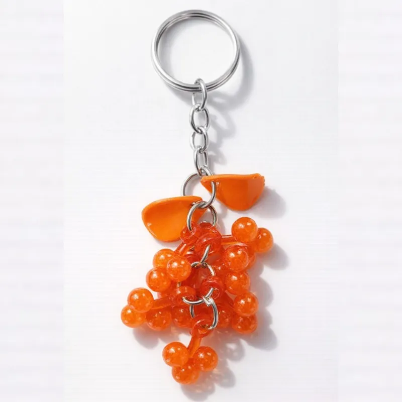 6 Pcs Plastic Grapes-Shaped Keychain – Cute Fruit Design Key Ring for Bags, Keys & Gifts - Detailed Feature View 1