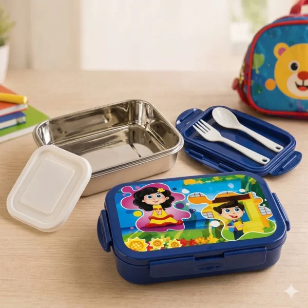 Kids Stainless Steel Lunch Box – Durable Leakproof Tiffin for School