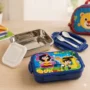 Kids Stainless Steel Lunch Box with blue and pink color options for school students.