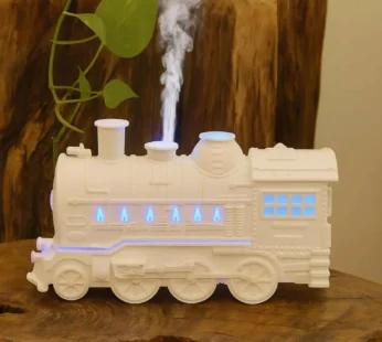 White Train Aroma Diffuser with Double Mist, LED Flames & Timer Modes