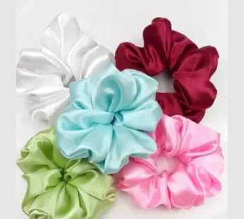 Large Satin Silk Scrunchie – 1 Pc Premium Hair Tie for Women (Random Colour)