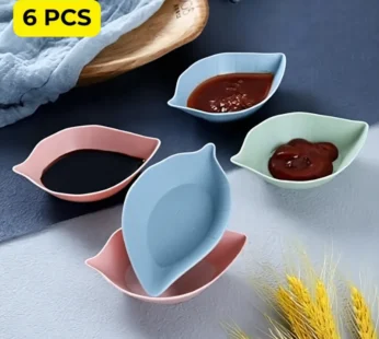 6 Pcs Leaf Shape Chutney Plates – Stylish Appetizer & Condiment Serving Dishes for Kitchen & Dining (Random colors)