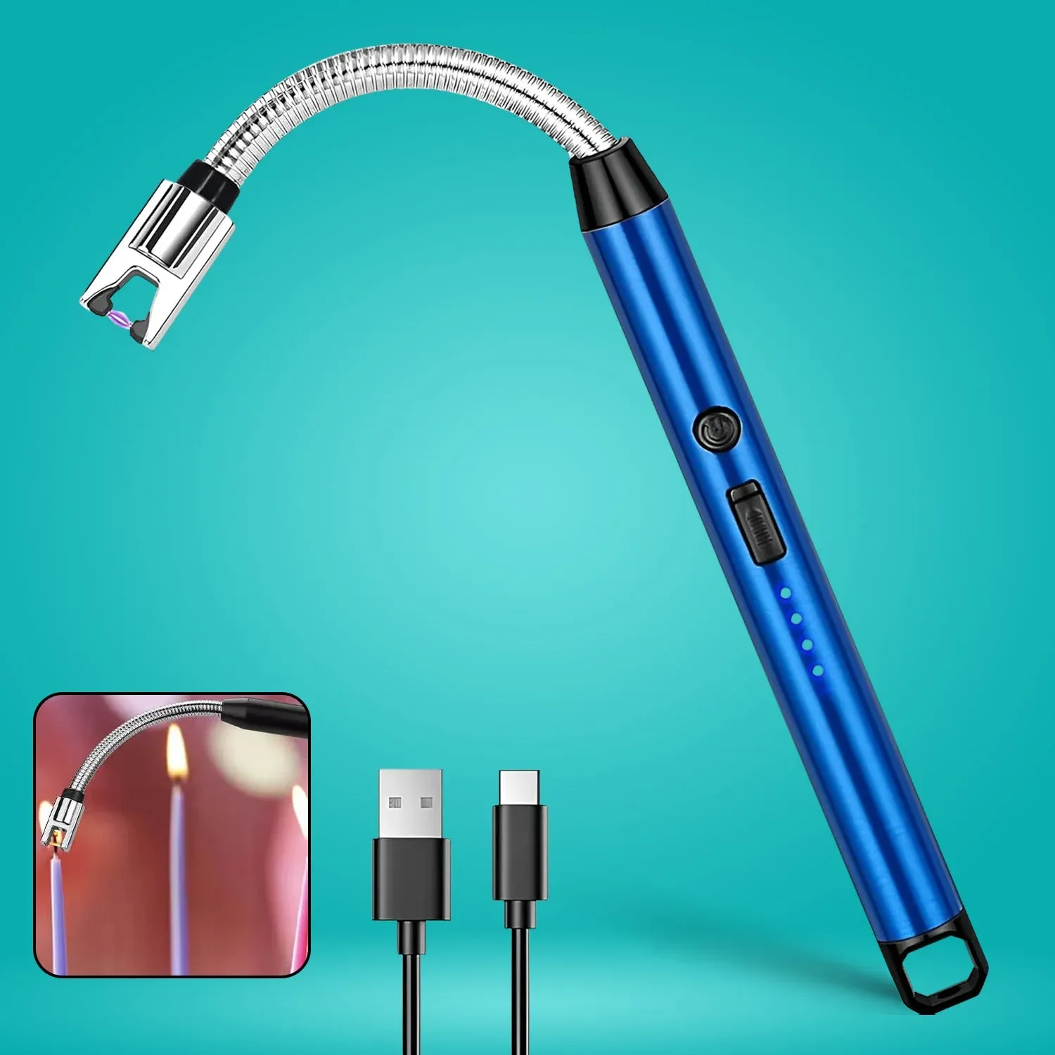 Premium Metal Rechargeable Electric Arc Lighter with Flexible Neck (1 Pc) - Buy Online at Alikart