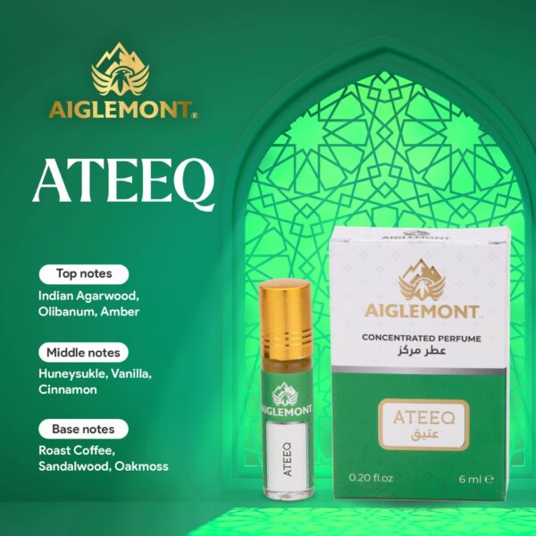 Aiglemont’s Ateeq, 6ml Roll-on, Alcohol free, Long Lasting Attar
