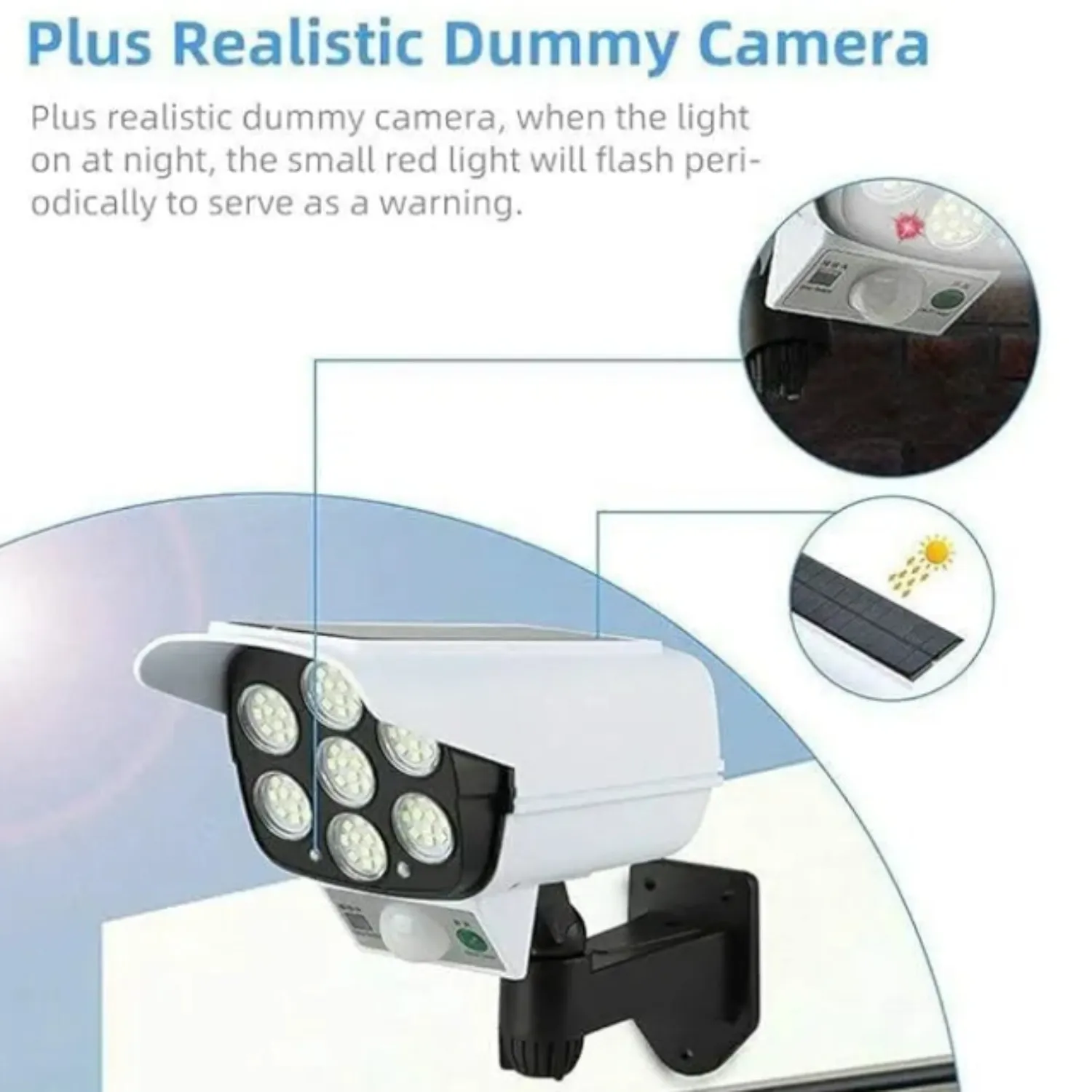 Camera Shape Solar Motion Sensor Light – Outdoor Waterproof LED Security Lamp with 77 LEDs for Home, Garden, Pathway & Wall (Cool White) - Detailed Feature View 2