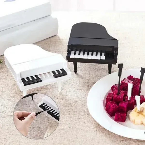 Piano Shaped Fruit Fork Set – Cute & Stylish Tableware for Fruits, Snacks & Desserts (Random color-Pack of 1)