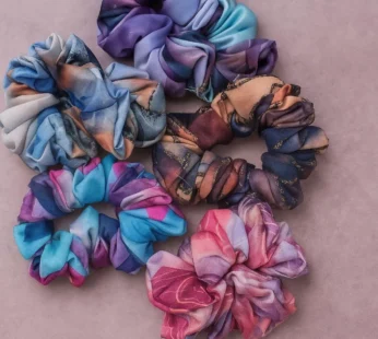 Printed Satin Silk Scrunchies – Large Size Hair Tie for Women & Girls (Random Print-Pack of 1)