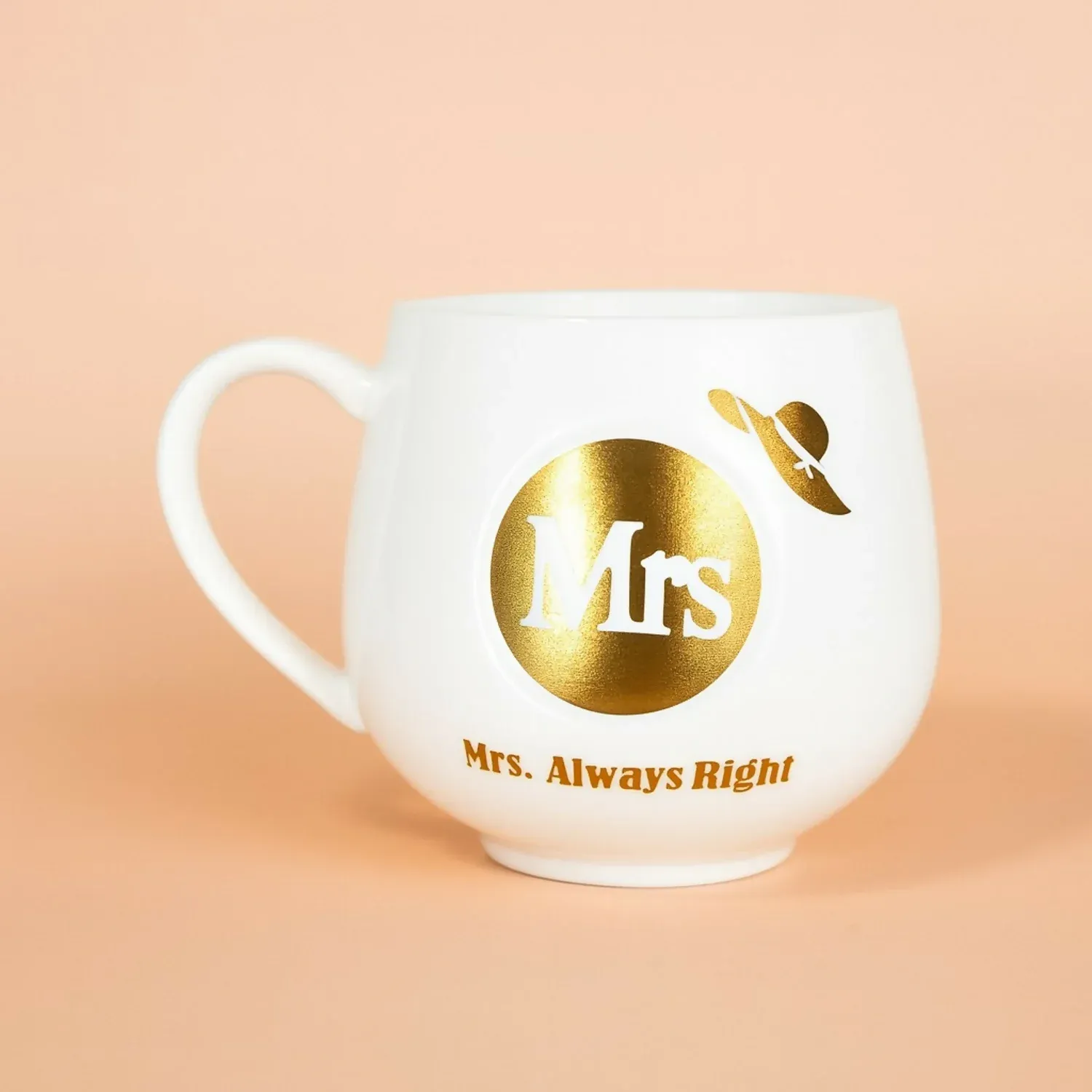 Premium Ceramic Coffee Mug for Women | Mrs. Always Right Printed Cup with Golden Foil Design | Stylish Gift Mug for Wife, Girlfriend, Sister | Durable Glossy Finish | Tea & Coffee Mug for Home & Office (White – Mrs Edition) - Detailed Feature View 1