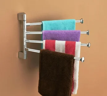 Premium Glossy Stainless Steel Wall Mounted Towel Holder Rack (4 Rod/10 Inch)