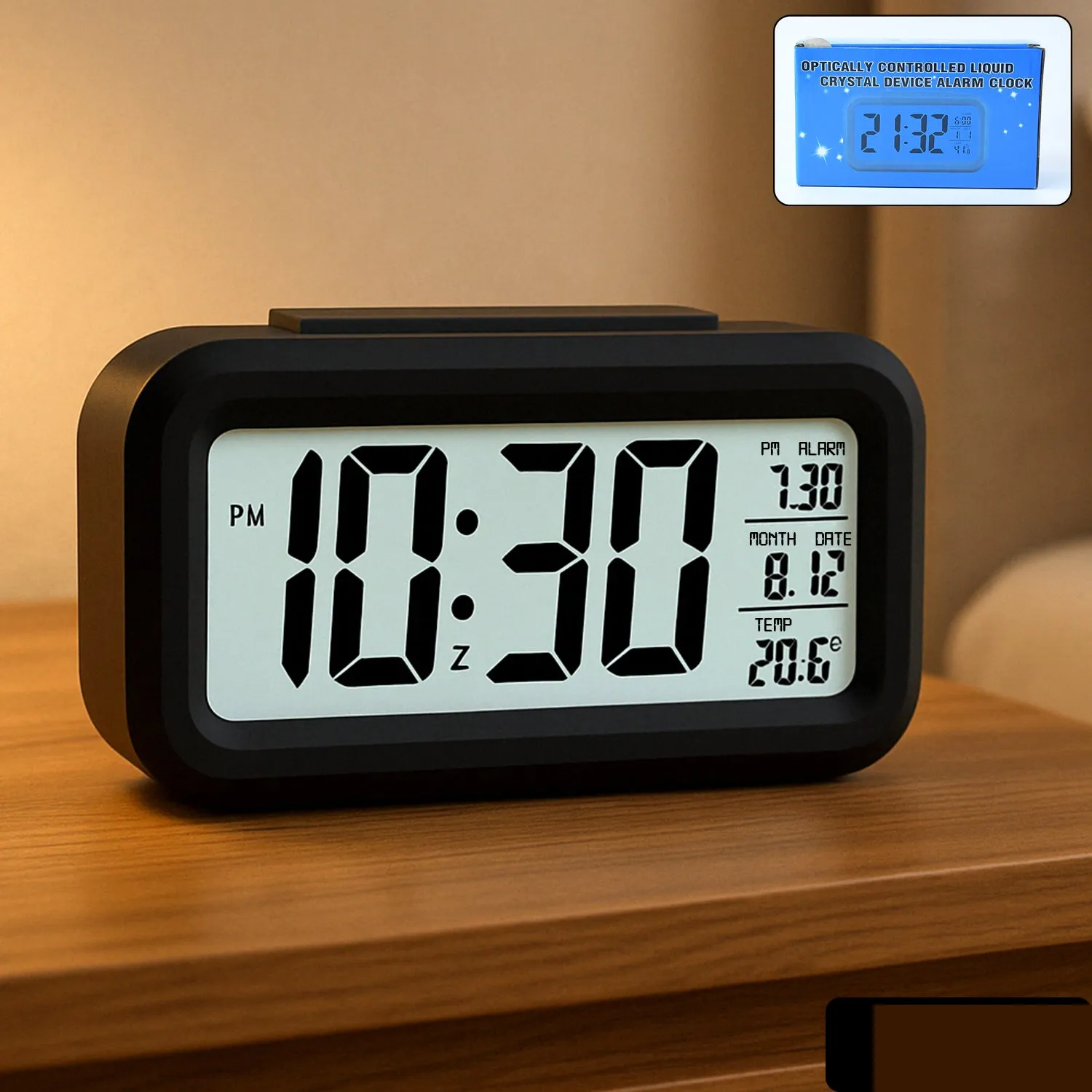 Digital LCD Alarm Clock with Backlight (1 Pc) - Detailed Feature View 1
