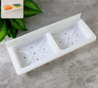 Wall Mounted Double Compartment Soap & Sponge Holder (1 Pc)