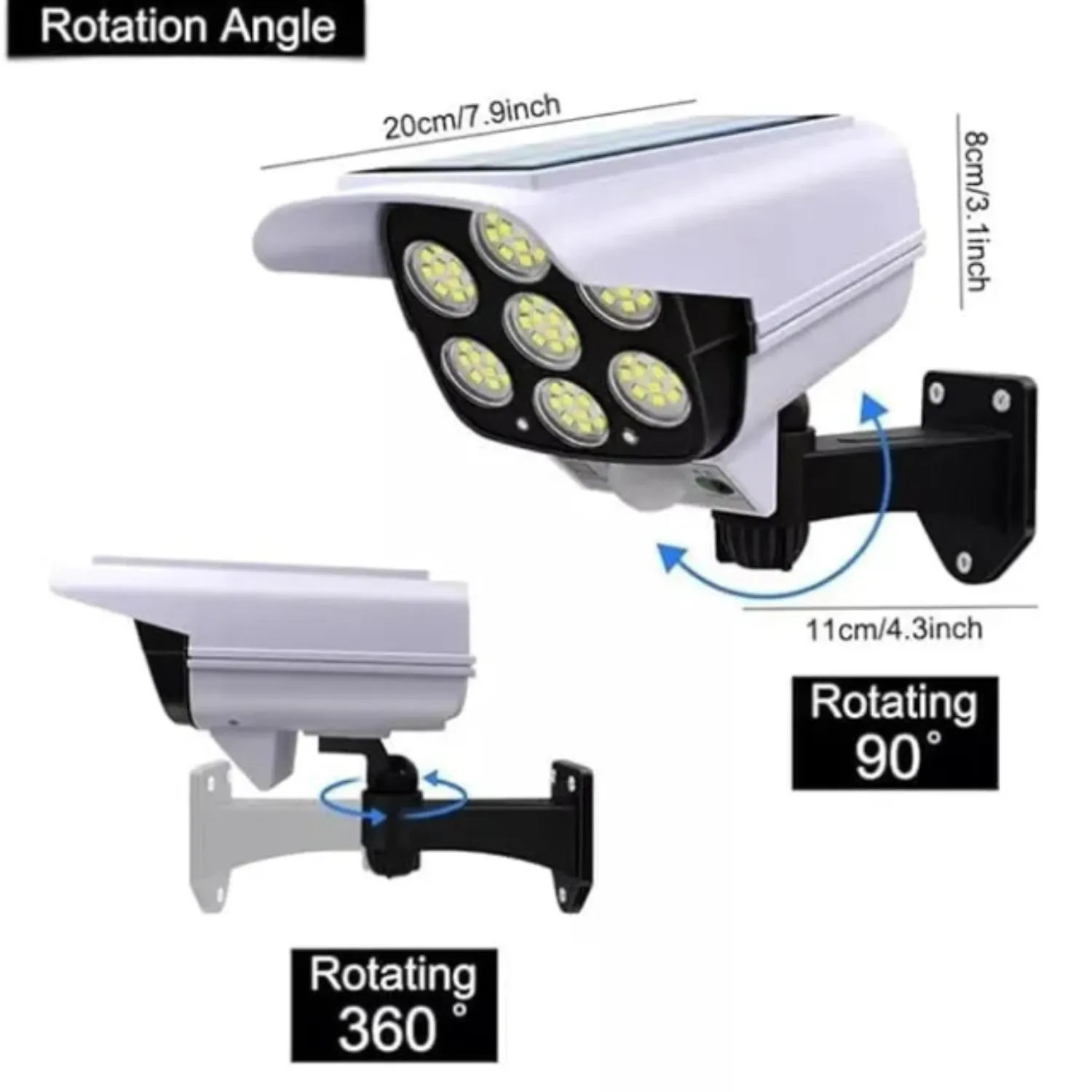 Camera Shape Solar Motion Sensor Light – Outdoor Waterproof LED Security Lamp with 77 LEDs for Home, Garden, Pathway & Wall (Cool White) - Detailed Feature View 1