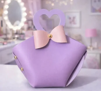 Purple Mini Handbag with Heart Handle Bow Design Compact Cute Purse